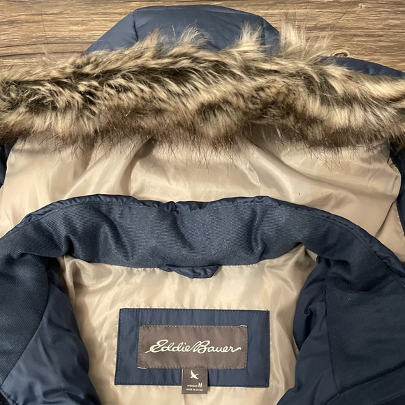 Eddie Bauer Women’s Down Puffer Coat with Faux Fur Hood - Picture 2 of 8